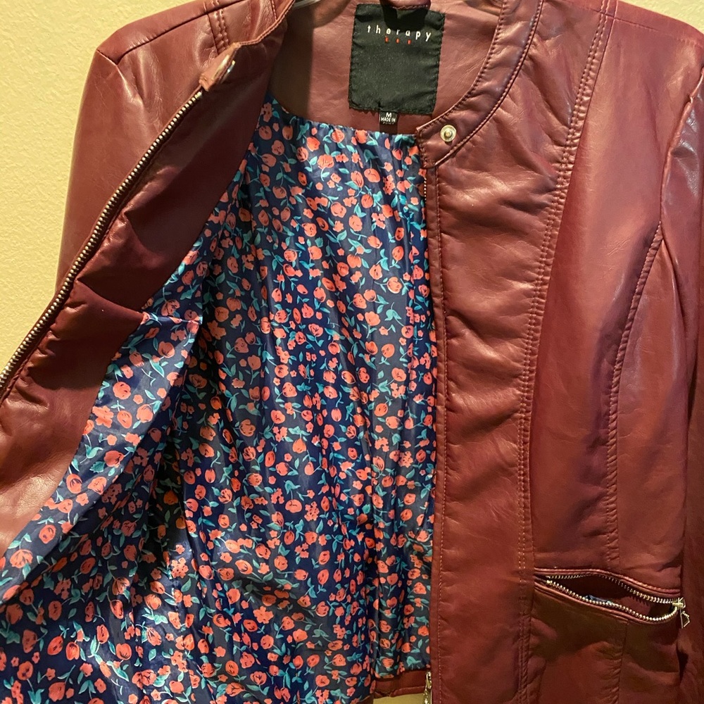 Wine Faux leather jacket